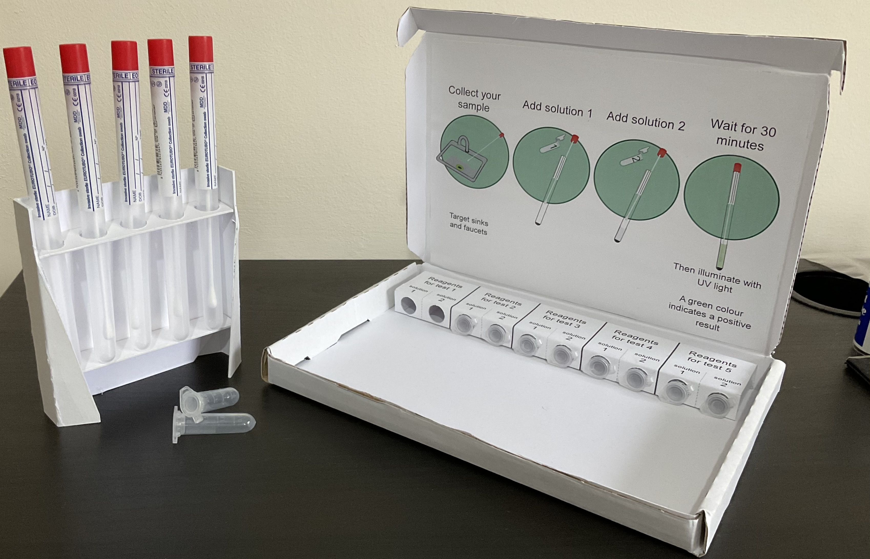 A photo of our final product - a test kit for CRE